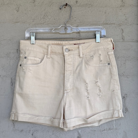 Anthropologie Pilcro Cream Button Fly High Rise Distressed Jean Shorts Waist 29 - Picture 3 of 13